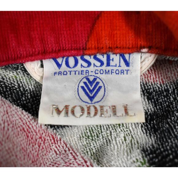 Vintage 80s Vossen Modell Novelty Red Poppy Terry Towel Housedress Coat Robe - Picture 9 of 9